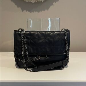 Zara Black Quilted Chain Shoulder Bag